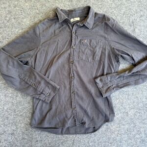 Hollister‎ Shirt Mens Large Gray Long Sleeve Button Up Casual Pocket Logo Y2K